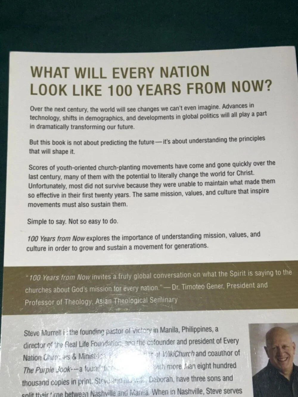 100 Years From Now Steve Murrell Paperback Christian Leadership Book